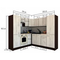Bucatarie de Colt GENA NEW 11 ST. 210-230, Cu Corp de Cuptor, Wenge / Decor 0244